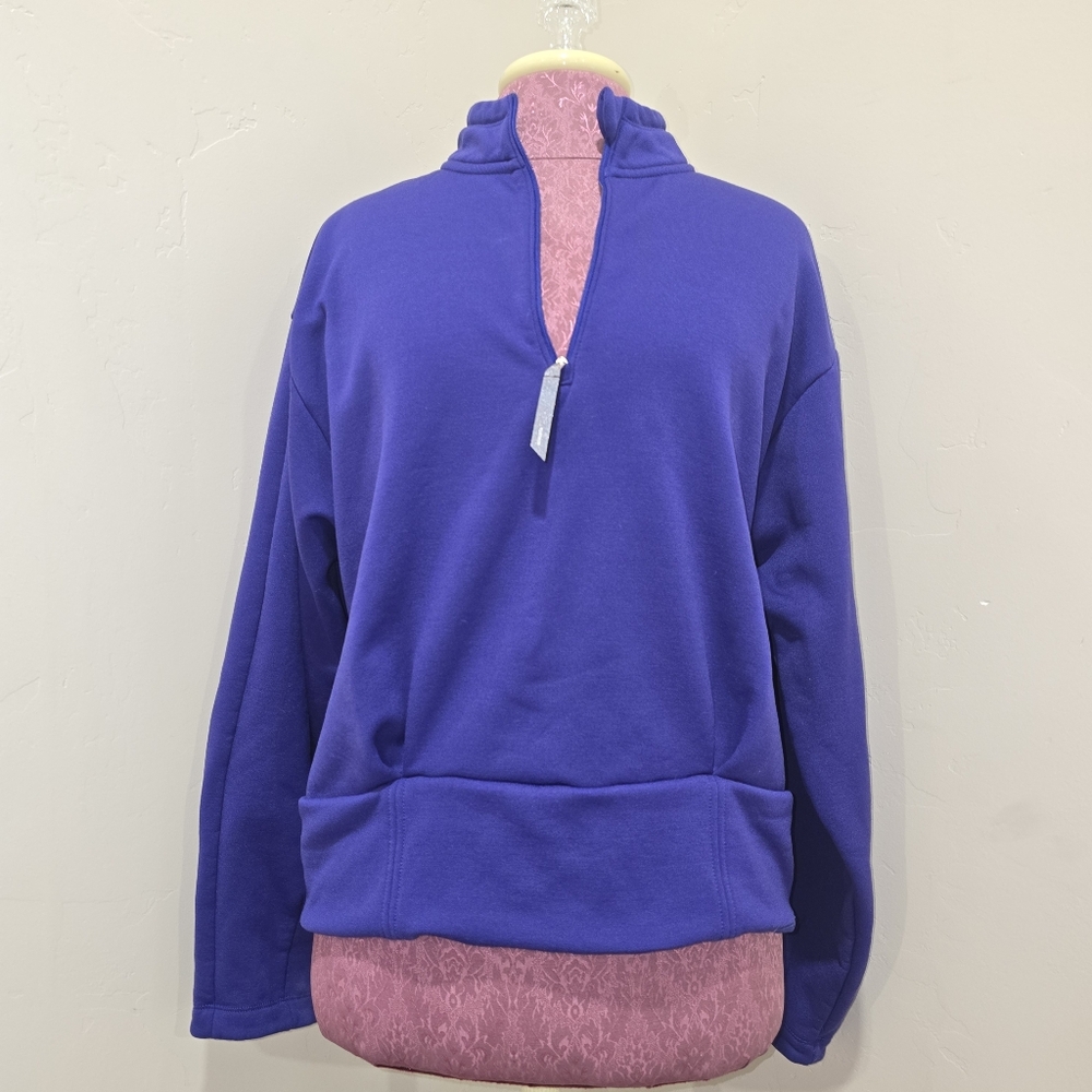 Athleta Altitude Polartec Half Zip Sweatshirt Womens L Purple Long Sleeve Logo